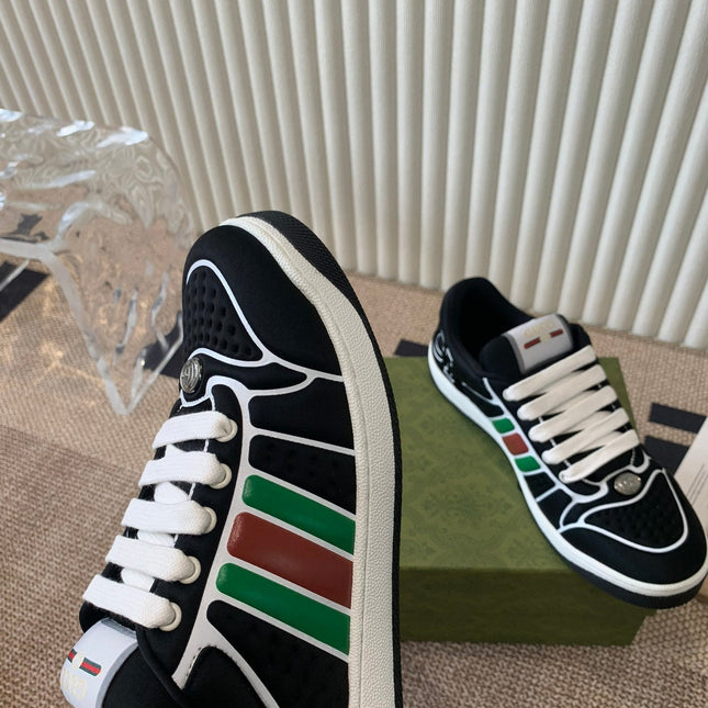 GG SCREENER SNEAKER WITH WEB BLACK CALFSKIN