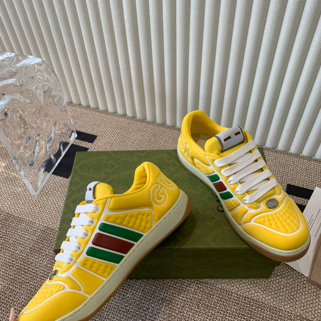 GG SCREENER SNEAKER WITH WEB LEMON CALFSKIN