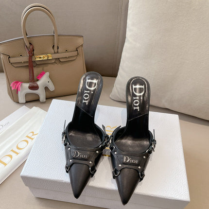 HEELED MULES 85MM IN BLACK LAMBSKIN