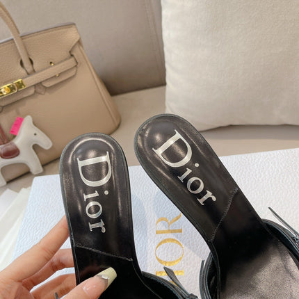 HEELED MULES 85MM IN BLACK LAMBSKIN