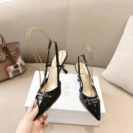 MY DD SLINGBACK PUMP 85MM IN BLACK CALFSKIN