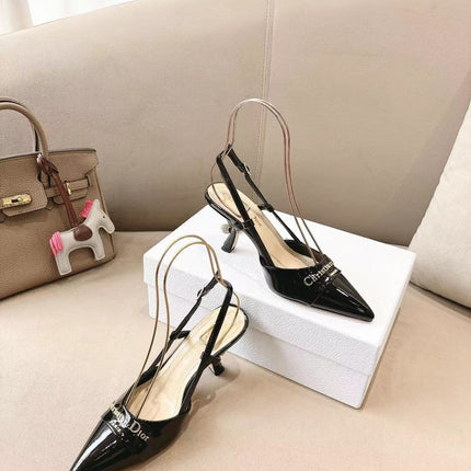 MY DD SLINGBACK PUMP 85MM IN BLACK CALFSKIN