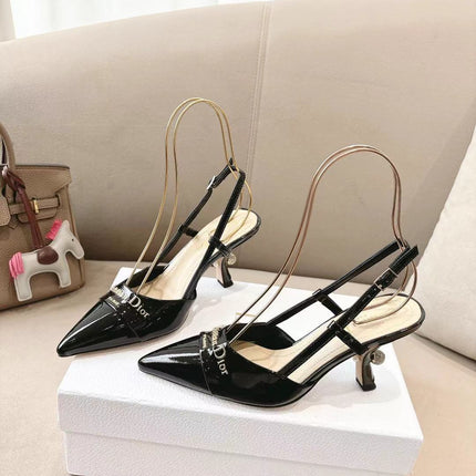 MY DD SLINGBACK PUMP 85MM IN BLACK CALFSKIN