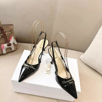 MY DD SLINGBACK PUMP 85MM IN BLACK CALFSKIN