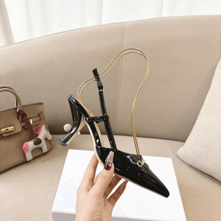MY DD SLINGBACK PUMP 85MM IN BLACK CALFSKIN