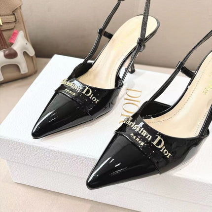 MY DD SLINGBACK PUMP 85MM IN BLACK CALFSKIN
