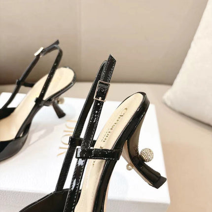 MY DD SLINGBACK PUMP 85MM IN BLACK CALFSKIN
