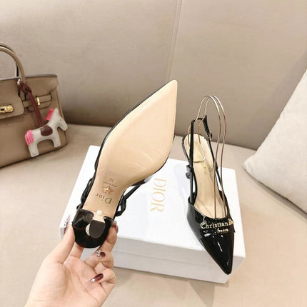 MY DD SLINGBACK PUMP 85MM IN BLACK CALFSKIN