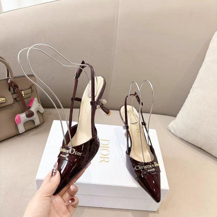 MY DD SLINGBACK PUMP 85MM IN BURGUNDY RED CALFSKIN