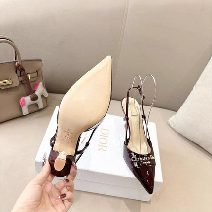 MY DD SLINGBACK PUMP 85MM IN BURGUNDY RED CALFSKIN