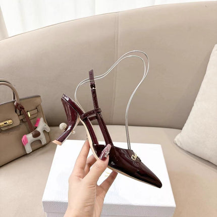 MY DD SLINGBACK PUMP 85MM IN BURGUNDY RED CALFSKIN