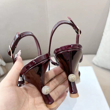 MY DD SLINGBACK PUMP 85MM IN BURGUNDY RED CALFSKIN