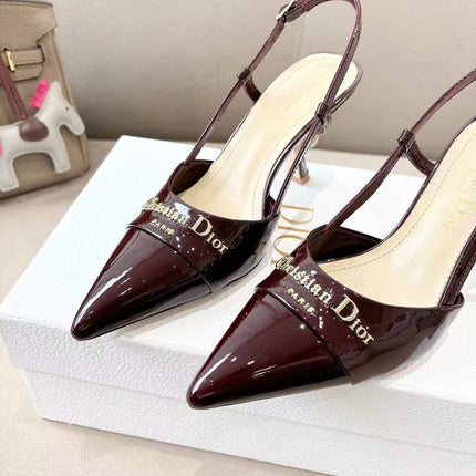 MY DD SLINGBACK PUMP 85MM IN BURGUNDY RED CALFSKIN