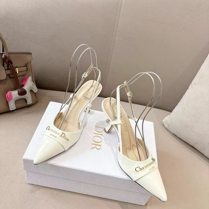 MY DD SLINGBACK PUMP 85MM IN WHITE CALFSKIN