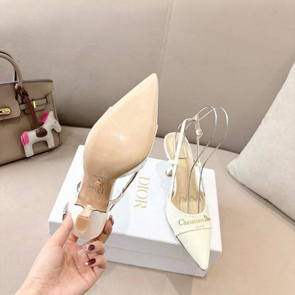 MY DD SLINGBACK PUMP 85MM IN WHITE CALFSKIN