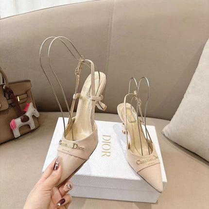 MY DD SLINGBACK PUMP 85MM IN BEIGE DENIM