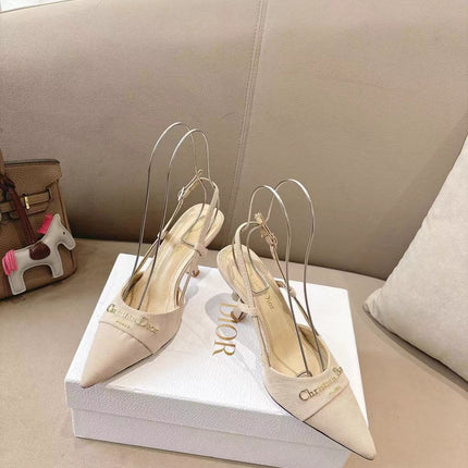 MY DD SLINGBACK PUMP 85MM IN BEIGE DENIM