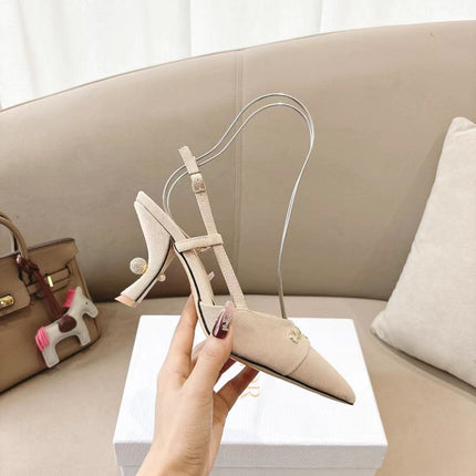 MY DD SLINGBACK PUMP 85MM IN BEIGE DENIM