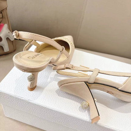 MY DD SLINGBACK PUMP 85MM IN BEIGE DENIM