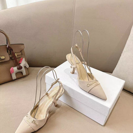 MY DD SLINGBACK PUMP 85MM IN BEIGE DENIM