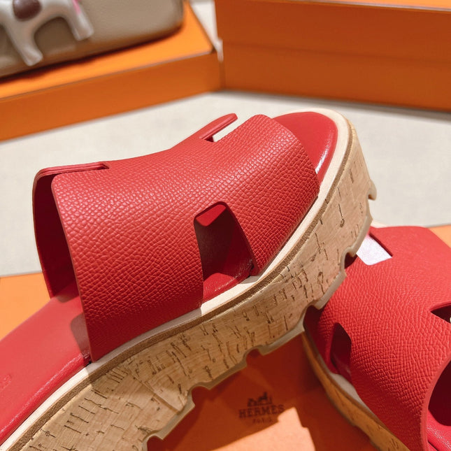 HM 25S HIGH WEDGE SANDALS IN RED LAMBSKIN STYLE 35