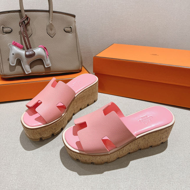 HM 25S HIGH WEDGE SANDALS IN PINK LAMBSKIN STYLE 31