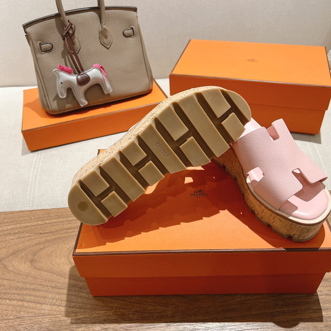 HM 25S HIGH WEDGE SANDALS IN PASTEL PINK LAMBSKIN STYLE 29