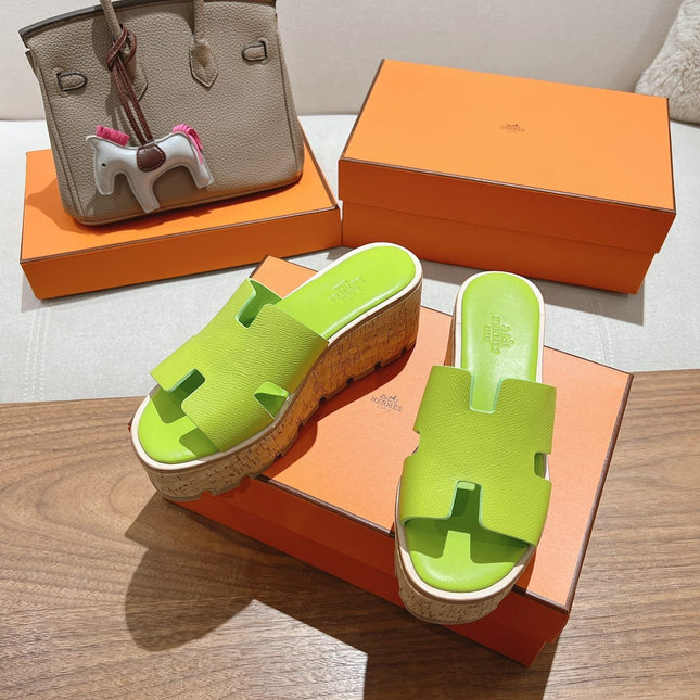HM 25S HIGH WEDGE SANDALS IN SPRING GREEN LAMBSKIN STYLE 22