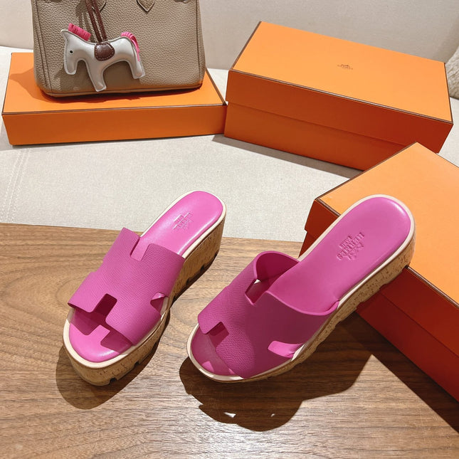 HM 25S HIGH WEDGE SANDALS IN PINK LAMBSKIN STYLE 24