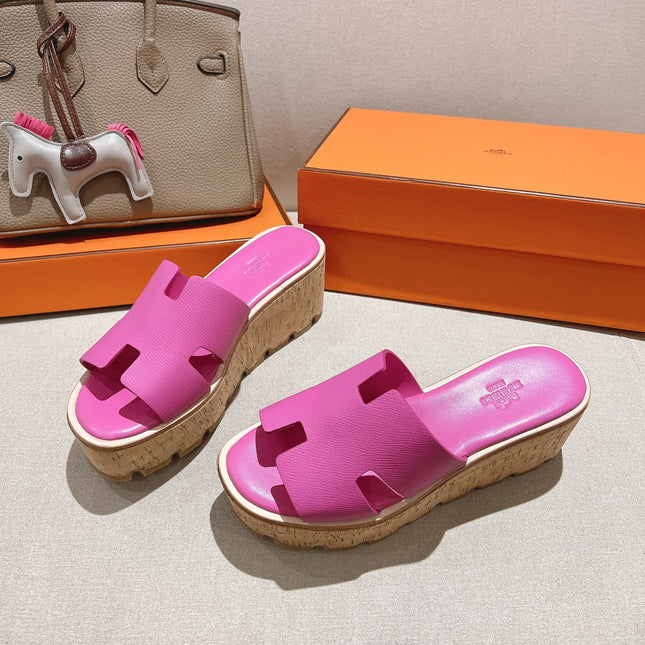 HM 25S HIGH WEDGE SANDALS IN PINK LAMBSKIN STYLE 24