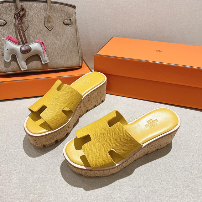 HM 25S HIGH WEDGE SANDALS IN DARK YELLOW LAMBSKIN STYLE 27
