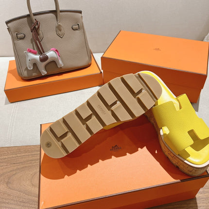 HM 25S HIGH WEDGE SANDALS IN YELLOW LAMBSKIN STYLE 26