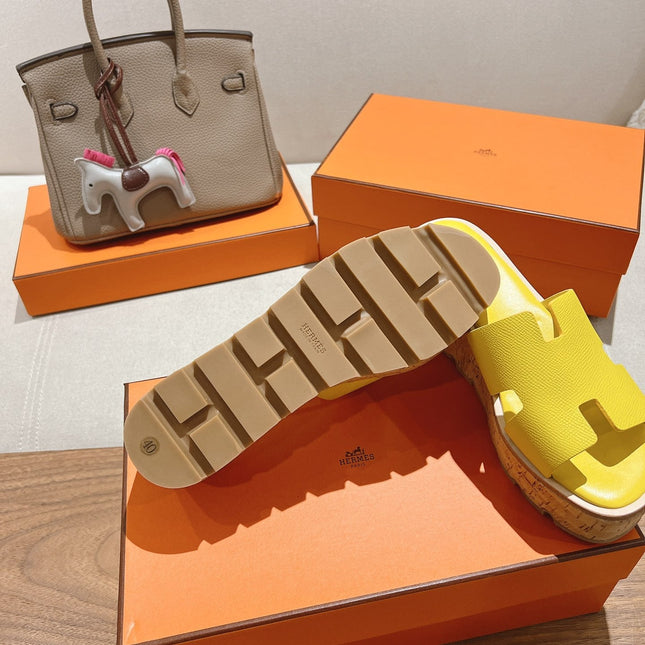 HM 25S HIGH WEDGE SANDALS IN YELLOW LAMBSKIN STYLE 26