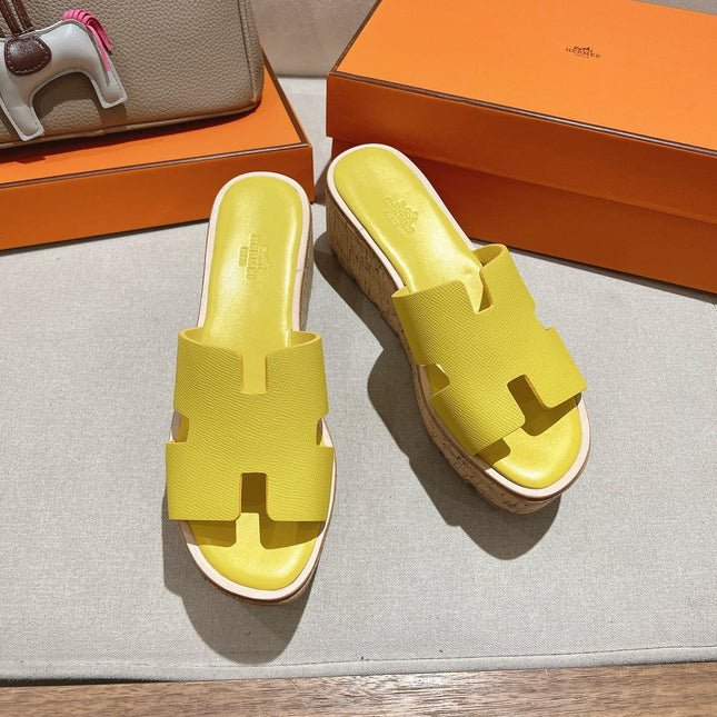 HM 25S HIGH WEDGE SANDALS IN YELLOW LAMBSKIN STYLE 26