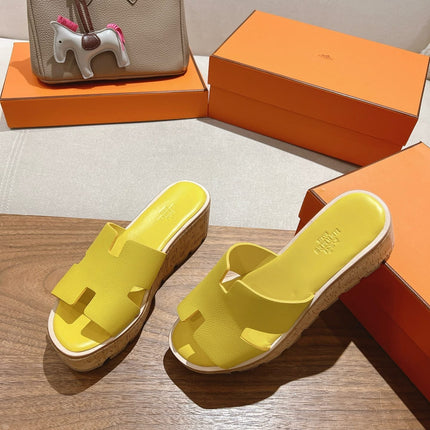 HM 25S HIGH WEDGE SANDALS IN YELLOW LAMBSKIN STYLE 26