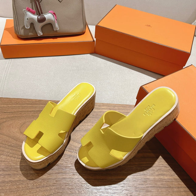 HM 25S HIGH WEDGE SANDALS IN YELLOW LAMBSKIN STYLE 26