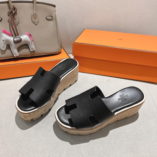 HM 25S HIGH WEDGE SANDALS IN BLACK LAMBSKIN STYLE 23