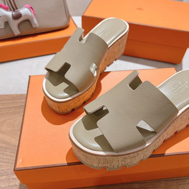 HM 25S HIGH WEDGE SANDALS IN WARM BEIGE LAMBSKIN STYLE 17