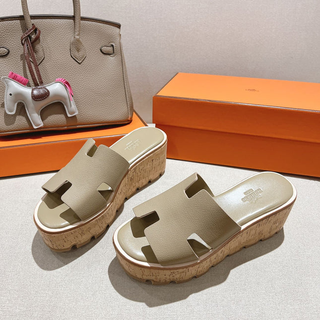 HM 25S HIGH WEDGE SANDALS IN WARM BEIGE LAMBSKIN STYLE 17