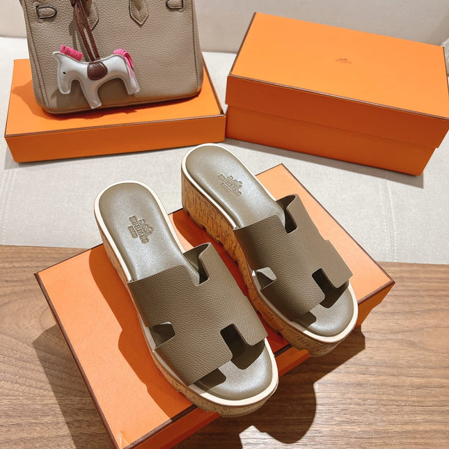 HM 25S HIGH WEDGE SANDALS IN MOCHA BROWN LAMBSKIN STYLE 15