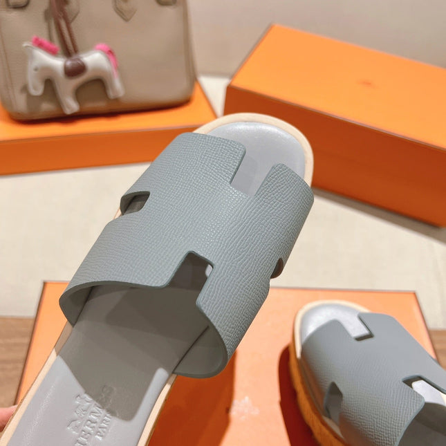 HM 25S HIGH WEDGE SANDALS IN LIGHT GREY LAMBSKIN STYLE 13