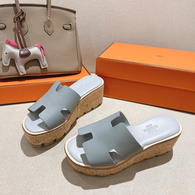 HM 25S HIGH WEDGE SANDALS IN LIGHT GREY LAMBSKIN STYLE 13