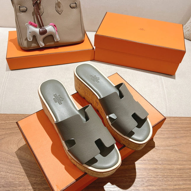 HM 25S HIGH WEDGE SANDALS IN DARK GREY LAMBSKIN STYLE 11