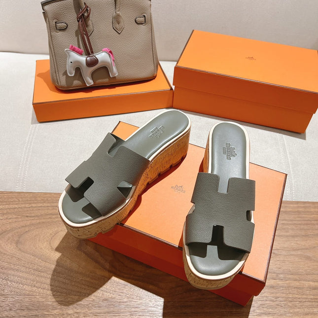 HM 25S HIGH WEDGE SANDALS IN DARK GREY LAMBSKIN STYLE 11