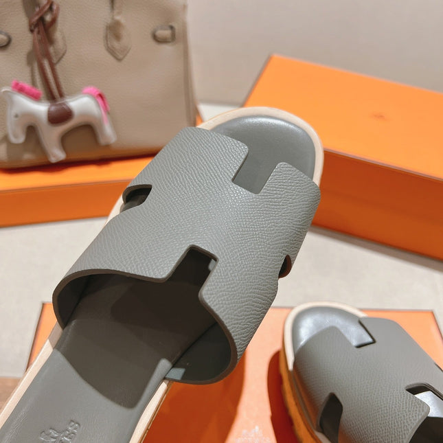 HM 25S HIGH WEDGE SANDALS IN LIGHT GREY LAMBSKIN STYLE 9