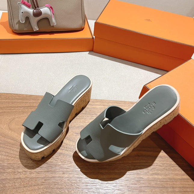 HM 25S HIGH WEDGE SANDALS IN GREY LAMBSKIN STYLE 7