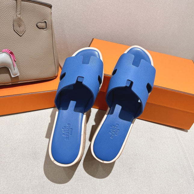 HM 25S HIGH WEDGE SANDALS IN COBALT BLUE LAMBSKIN STYLE 20