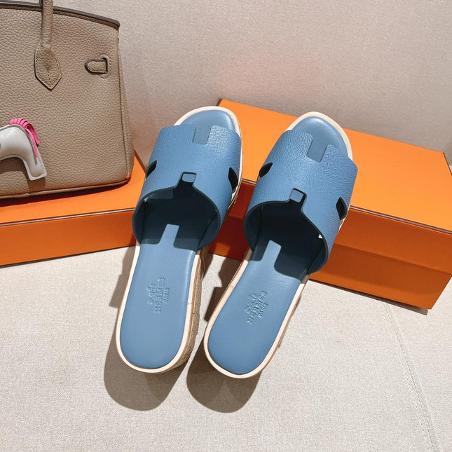 HM 25S HIGH WEDGE SANDALS IN BLUE LAMBSKIN STYLE 10