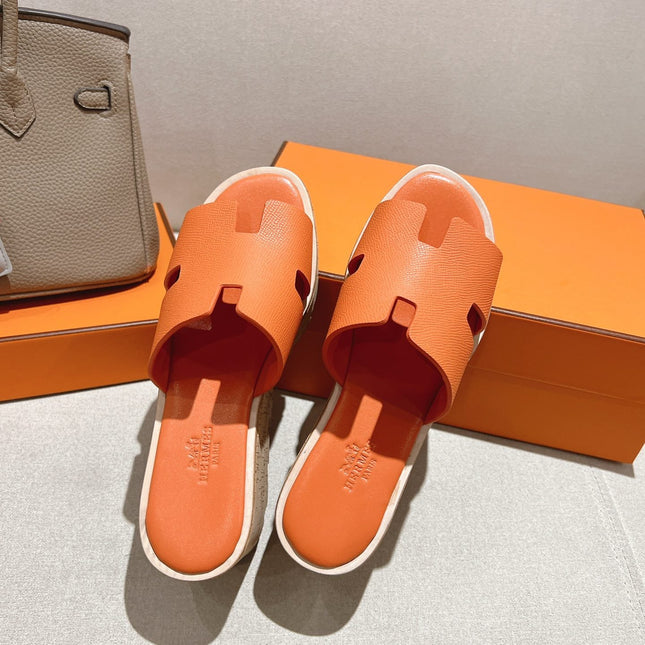HM 25S HIGH WEDGE SANDALS IN ORANGE LAMBSKIN STYLE 4
