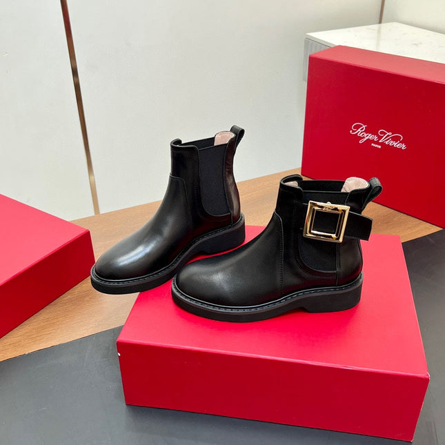 RANGERS CHELSEA BOOTS IN BLACK SMOOTH CALFSKIN GOLD BUCKLE